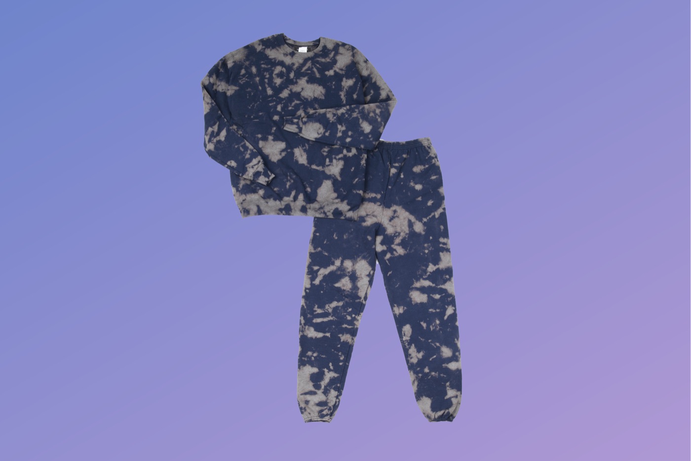 DakJen Tie Dye bleach-dye sweatshirt and sweatpants set